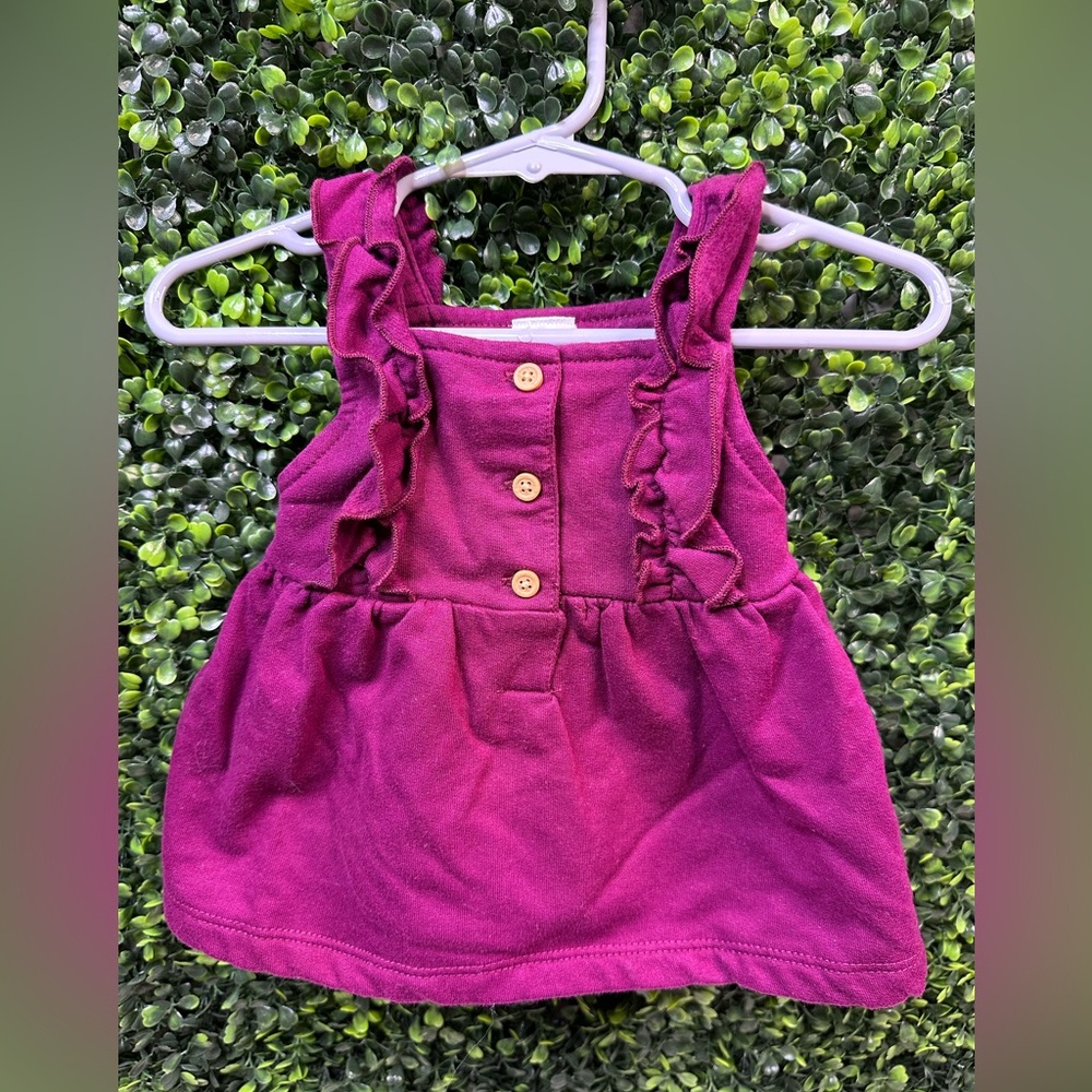 Gerber Plum Baby over all Dress with‎ Ruffles and bundle of white long sleeves